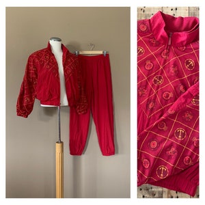 90s Windbreaker Suit Track Suit Small / 80s Windbreaker Womens / 80s Track Suit / 90s Jacket and Pants Set / 90s Outfit Womens