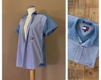 Tommy Hilfiger Shirt / 90s Button Up / Fresh Prince Shirt / 90s grunge shirt / 90s Button Down Shirt / 90s Shirt Tommy Hilfiger
