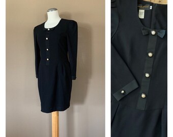 80s Prom Dress 90s Prom Dress / 80s Party Dress / 90s Party Dress / Long Sleeve Prom Dress / Short Prom Dress Black