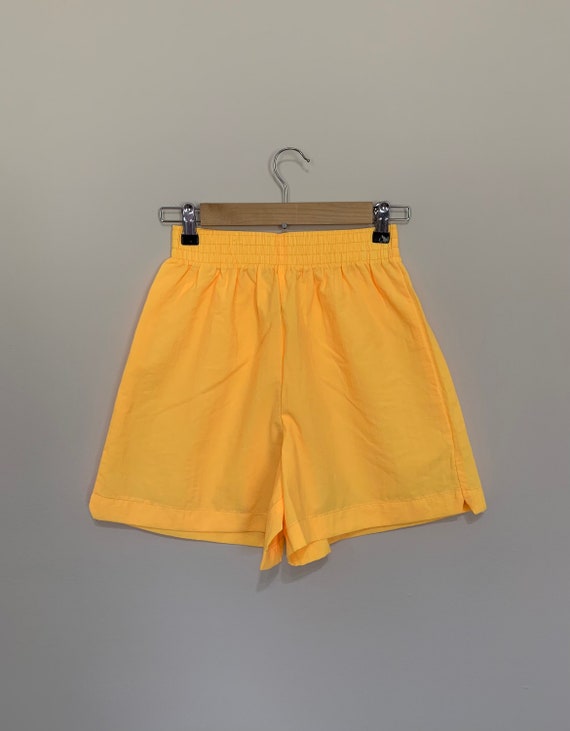 90s Windbreaker Shorts Small Yellow Vintage Windbreaker Shorts