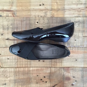 Vintage Black Leather Flats / Womens Loafers / Leather Flats / Leather Slip Ons / Womens Penny Loafers / Black Flats image 1