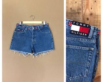 Talia 29" Szorty Tommy Hilfiger/Vintage Tommy Hilfiger/Szorty z lat 90./Levi Wysokie szorty jeansowe/Szorty jeansowe/Szorty obcięte