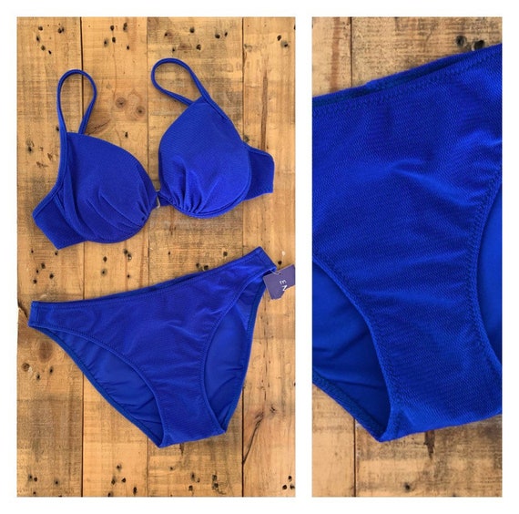 90’s Blue Bikini M/L / Classic Cut Bikini / Bikini Se… Gem
