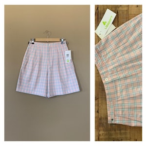 Pink Plaid High Waisted Shorts Cotton Medium /Plaid Shorts / 90’s Shorts Medium /High Waisted Shorts / 90’s Plaid Clothing