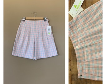 Pink Plaid High Waisted Shorts Cotton Medium /Plaid Shorts / 90’s Shorts Medium /High Waisted Shorts / 90’s Plaid Clothing