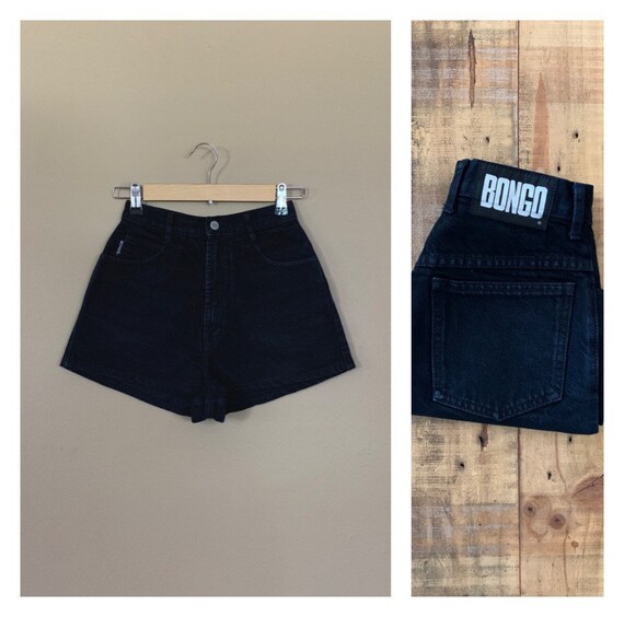 24” Bongo High Waisted Shorts Black Denim / 90s Bo