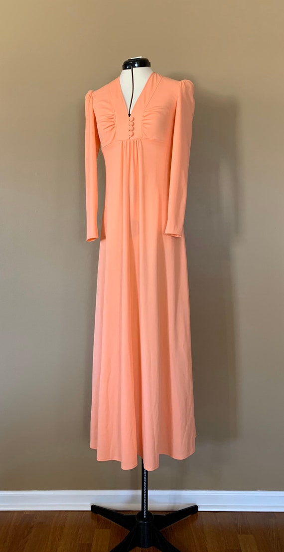 70's Long Dress Coral Small / 1970's Dress Womens… - image 3