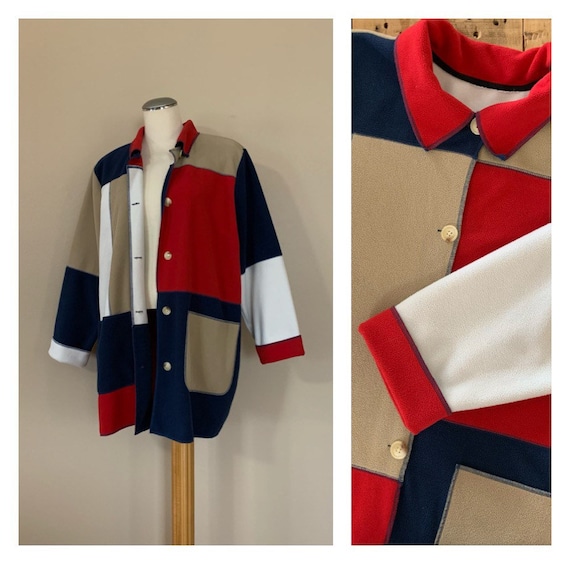 90’s Color Block Fleece Jacket XXL / 90’s Fleece O