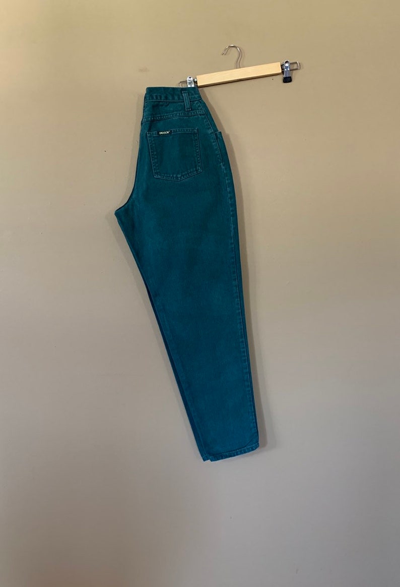 25 Sasson High Waisted Jeans Green / 90s Womens Jeans Green / Vintage Sasson Jeans High Waist / Pleated 90s Jeans Women image 6