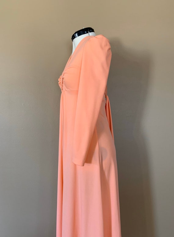 70's Long Dress Coral Small / 1970's Dress Womens… - image 4