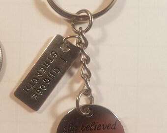 Strong Woman Keychain She Believed She Could So She Did and I Choose Strength inspirational keychain for you or a gift passionate touching