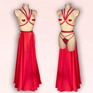 Eve Vintage Showgirl Style Chiffon Removable Panel Skirt, Quick Release Briefs  & Harness (purchase separately or as a set)