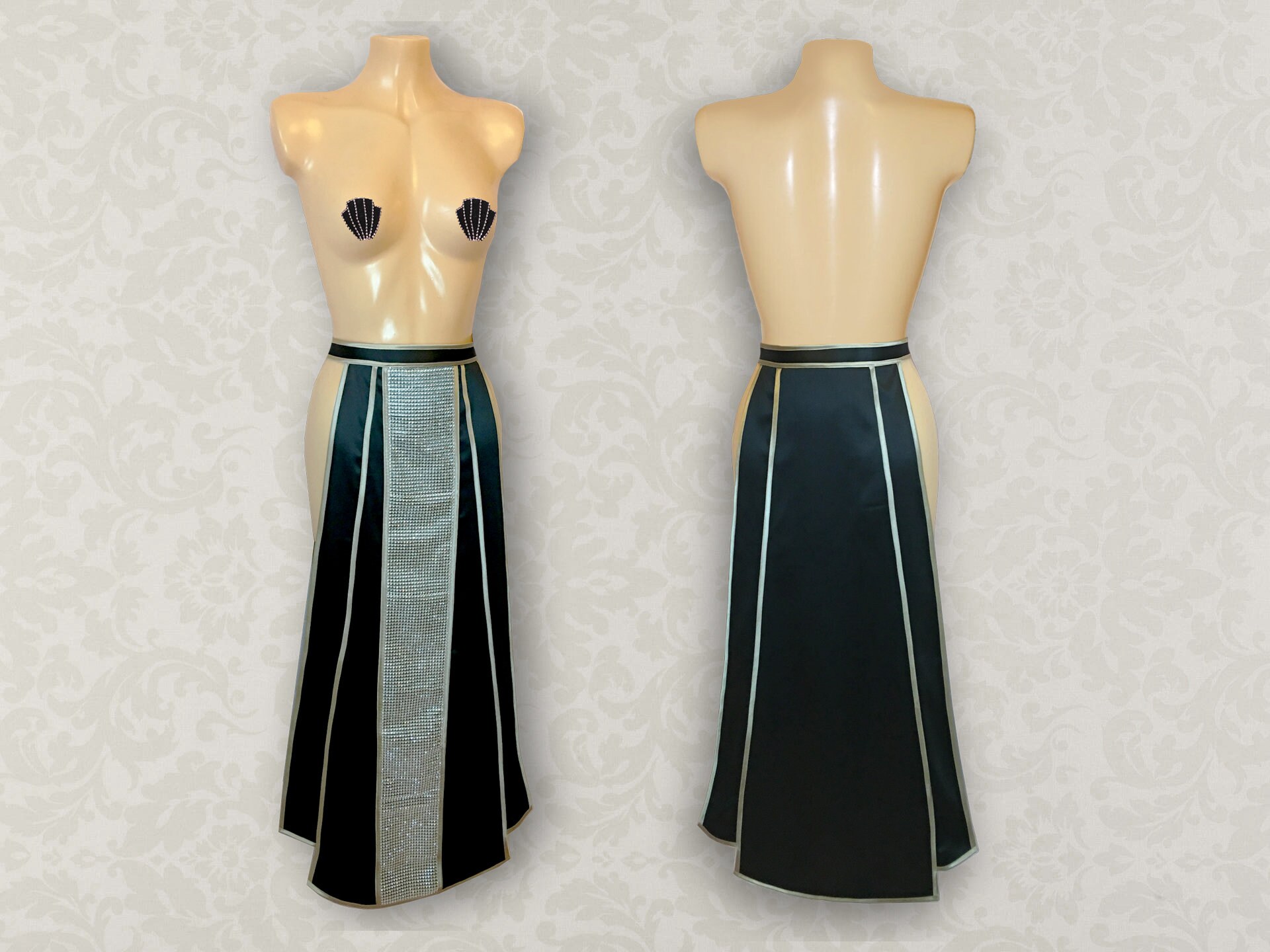 Cleo Art Deco Satin Panel Skirt - Etsy Hong Kong