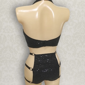 Strappy Showgirl High Waist Modesty Briefs with Tassels and Retro Sweetheart Bodice purchase separately or as a set image 2