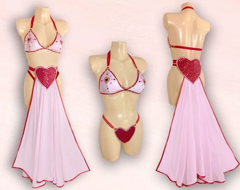 Burlesque Removable Heart Panel Skirt & Lingerie (can be purchased separately or as a set)