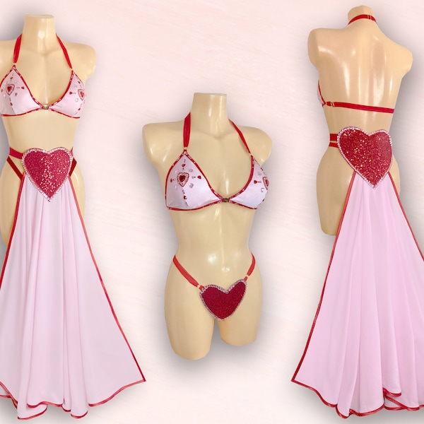 Burlesque Removable Heart Panel Skirt & Lingerie (can be purchased separately or as a set)