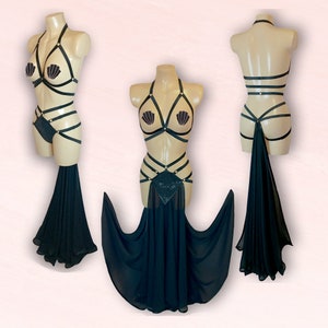 Aurora Tribute Circle Panel Skirt Strappy Thong & Cage Bra (purchase separately or as a set)