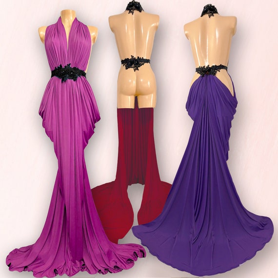 Aphrodite Vintage Style Draped Striptease Gown With Fishtail Train for Burlesque, Bellydance, Showgirls. - Etsy Canada Aphrodite Vintage Style Draped Striptease Gown With Fishtail Train for Burlesque, Bellydance, Showgirls. - Etsy Canada