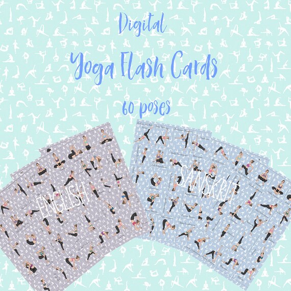 Yoga Poses Digital Flash Cards English Yoga Poses Sanskrit Etsy