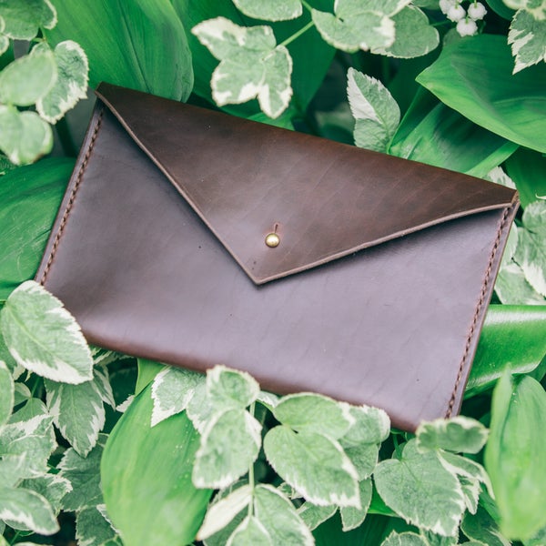 Leather Envelope Clutch, Handmade Full Grain Womens purse