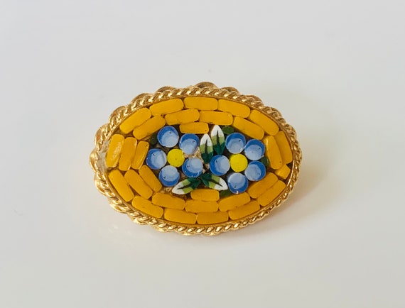 Vintage Micro Mosaic Brooch Mid Century Italian P… - image 3