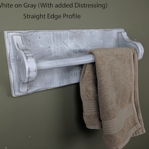 30&quot; Painted Bathroom Towel Holder, bath towels Rod, Bar Rack, Rustic Distressed Wood Country Farmhouse, Beach Guest storage,  TP holder