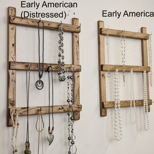 Necklace ladder Display Hanger. Wall mounted Decorative Jewelry Holder. Bracelet Hanger Rack, Ring Organizer  rustic farmhouse country style