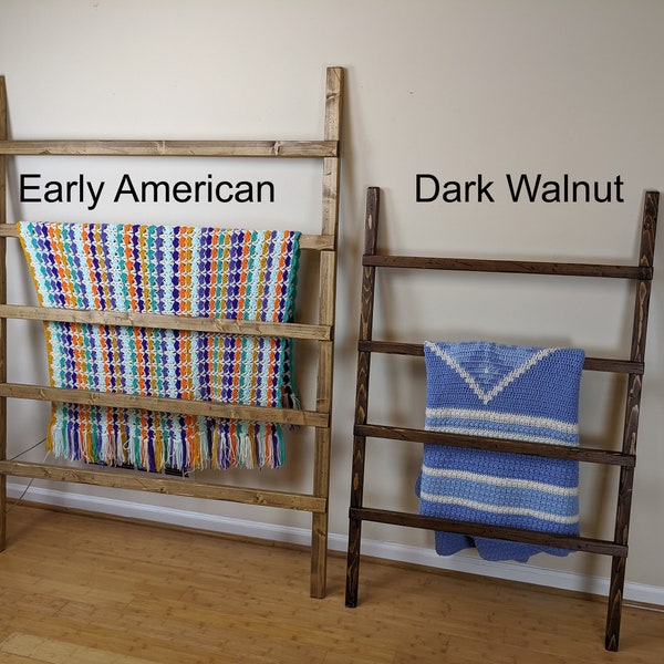 Extra Wide Blanket Ladder, Very Large Farmhouse Quilt Rack Display, Oversized Decorative Towel Holder, Nursery, 5', 6 Foot Tall, Wide, Throw