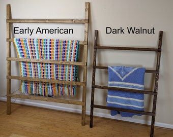 Extra Wide Blanket Ladder, Very Large Farmhouse Quilt Rack Display, Oversized Decorative Towel Holder, Nursery, 5', 6 Foot Tall, Wide, Throw