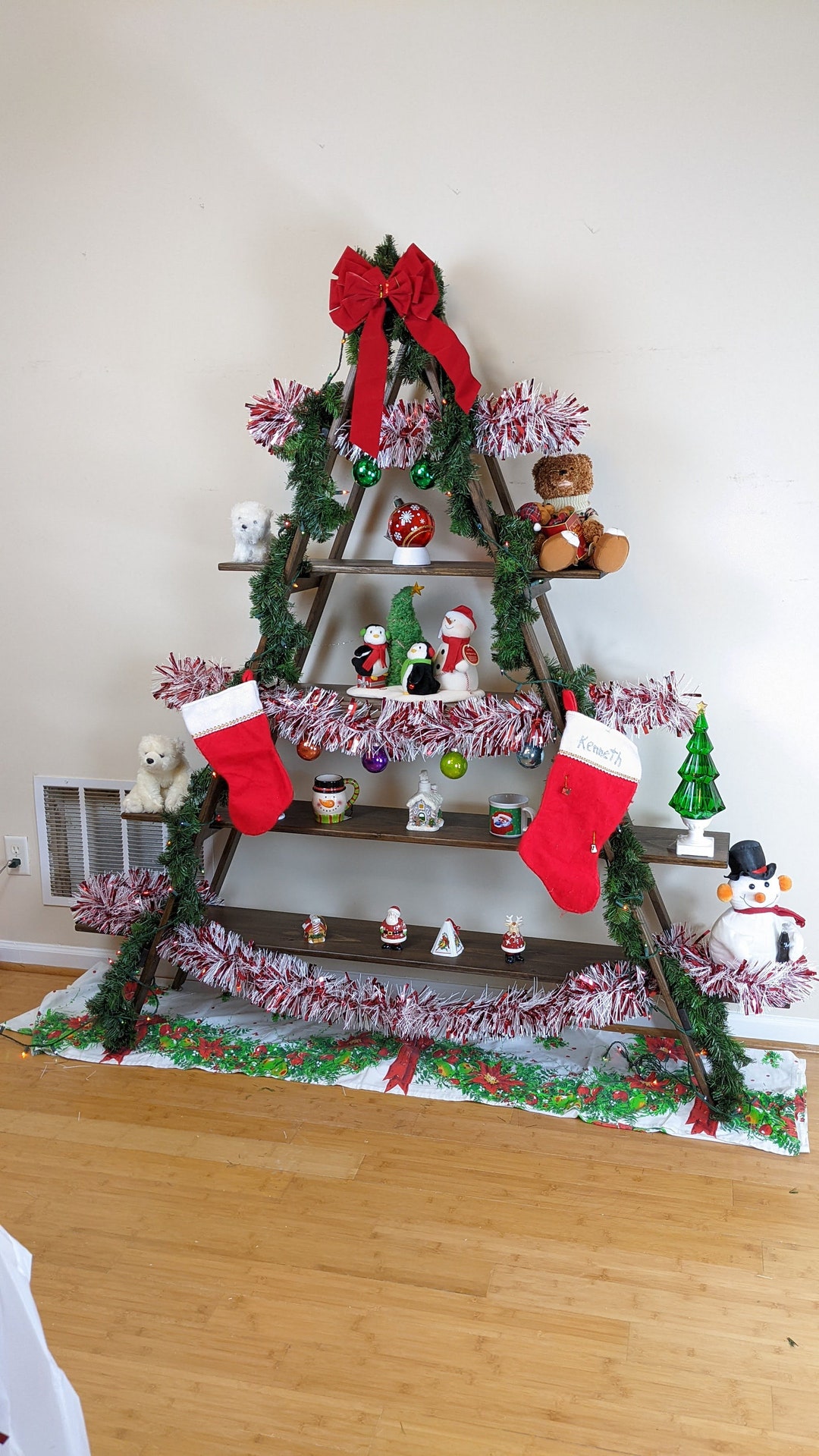 Step Ladder Shelf, Ladder Knick Knack Display, Rustic Distressed