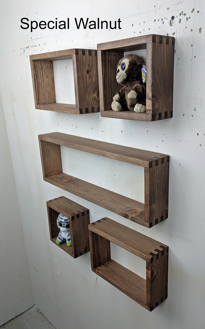 Rectangle Premium Floating Box Shelves Rustic Distressed Etsy