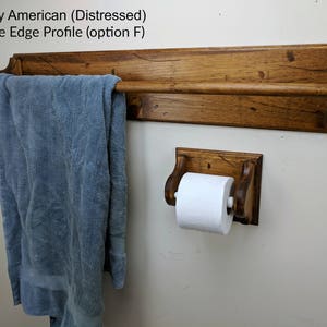 bundled Bath towel  and Toilet Paper Holder, towel bar, toilet paper dispenser, wood distressed Farmhouse country, tp holder, rustic