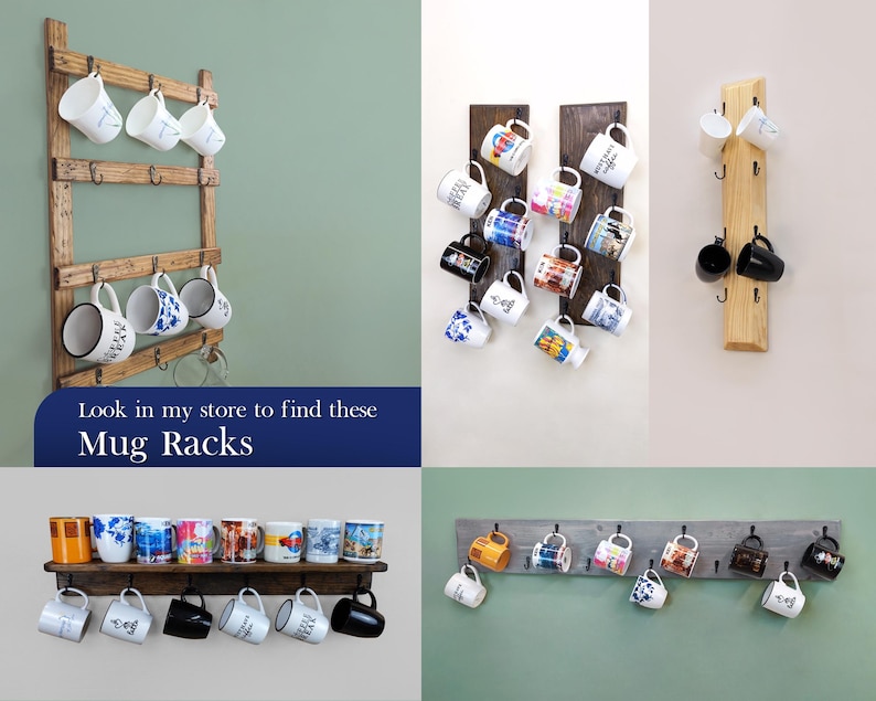 Mug Display Risers Coffee Mug Display Shelf, Wall Mounted Mug Rack, Kitchen Shelves ...
