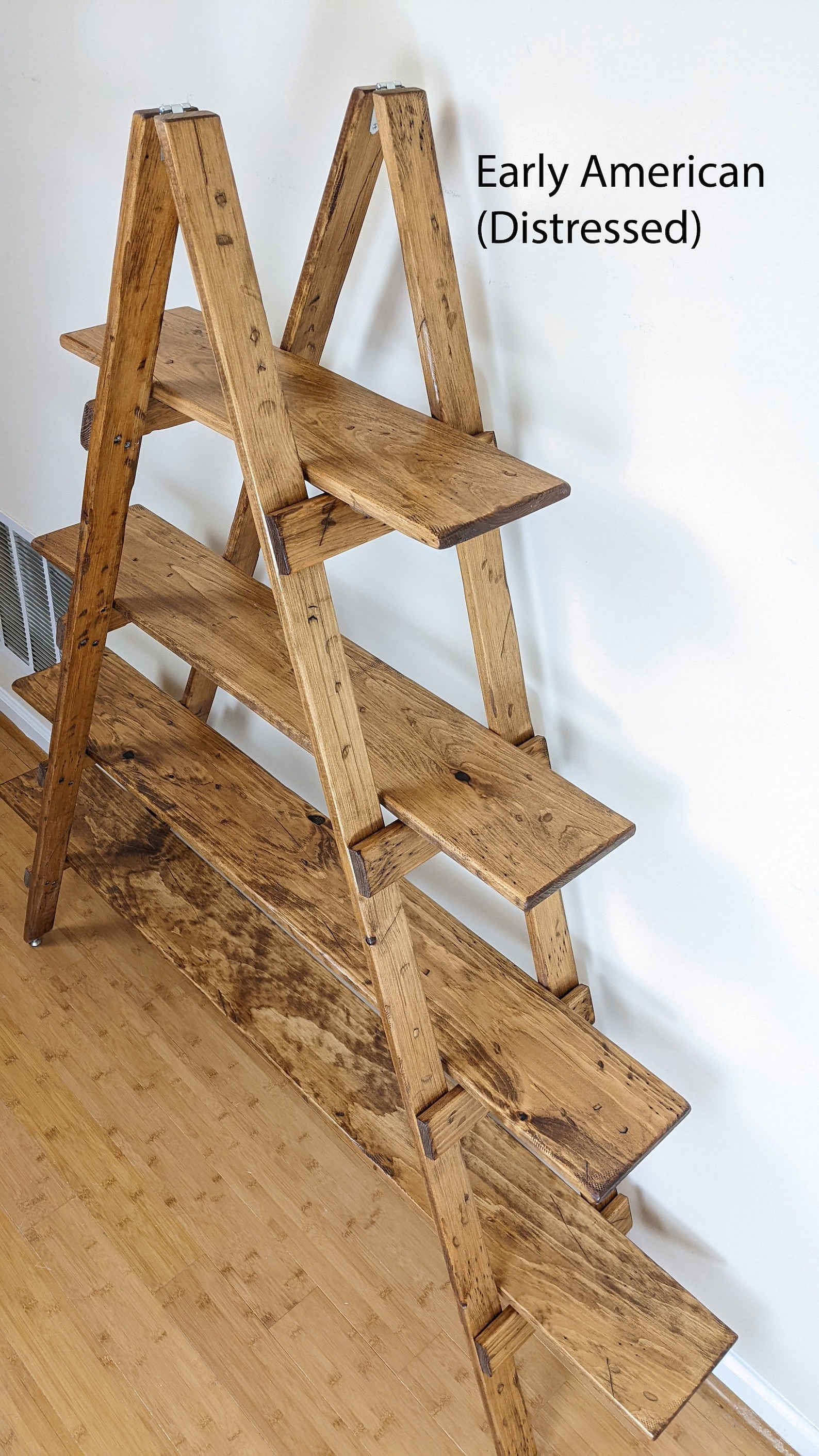 Step Ladder Shelf, Ladder Knick Knack Display, Rustic Distressed