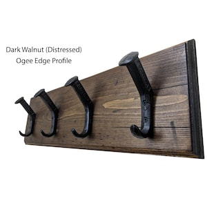 39.5" Coat Rack with 7 Railroad Spike Hooks, Rustic Wall Mounted Cast Iron Distressed Farmhouse Backpack Holder Custom Sizes Book Bag Hanger