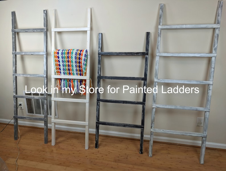 shou sugi ban Decorative wooden Blanket Ladder wide 5/' Torched Burnt quilt 4 ft rustic distressed farmhouse Towel rack 6 foot tall