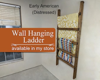 wall mounted Blanket ladder, towel rack, decorative, Wall mounted, rustic distressed farmhouse, quilt organizer, 4 ft, 5', 6 foot tall, wide
