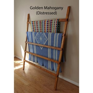 Extra Wide Blanket Ladder, Very Large Farmhouse Quilt Rack Display, Oversized Decorative Towel Holder, 4&#39; 5&#39;, 6 Foot Tall, Throw, bed sheets