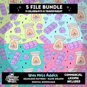 Wax Melt Seamless Pattern Bundle 300 DPI PNG Download for Digital Papers Vinyl Fabric Surface Design Wax Melter Candle Lover Notebook Cover