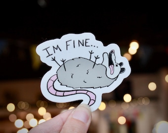 Possum Sticker - Funny Dead opossum decal - Waterproof cute sticker