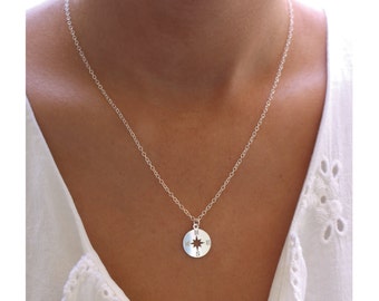 Dainty Compass Necklace, Travel Inspired Jewelry, Gold Silver or Rose Gold Compass, Graduation Friendship Necklace, Explore Compass Pendant