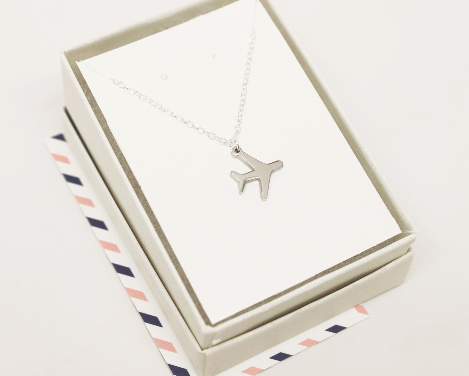 Silver Airplane Necklace Gift For Traveler Plane Necklace Etsy