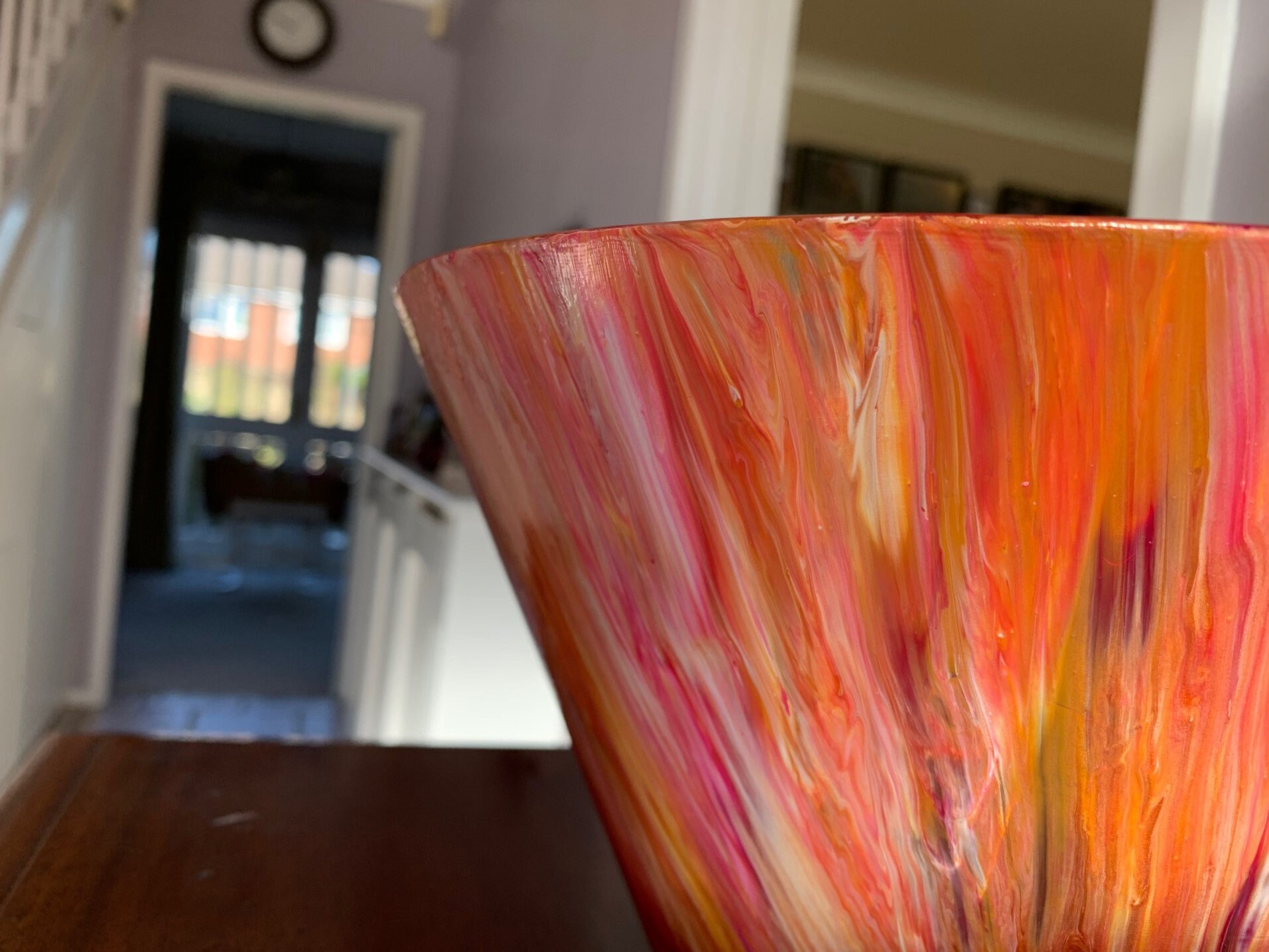 Large hand painted glass bowl using acrylic paint pouring Etsy