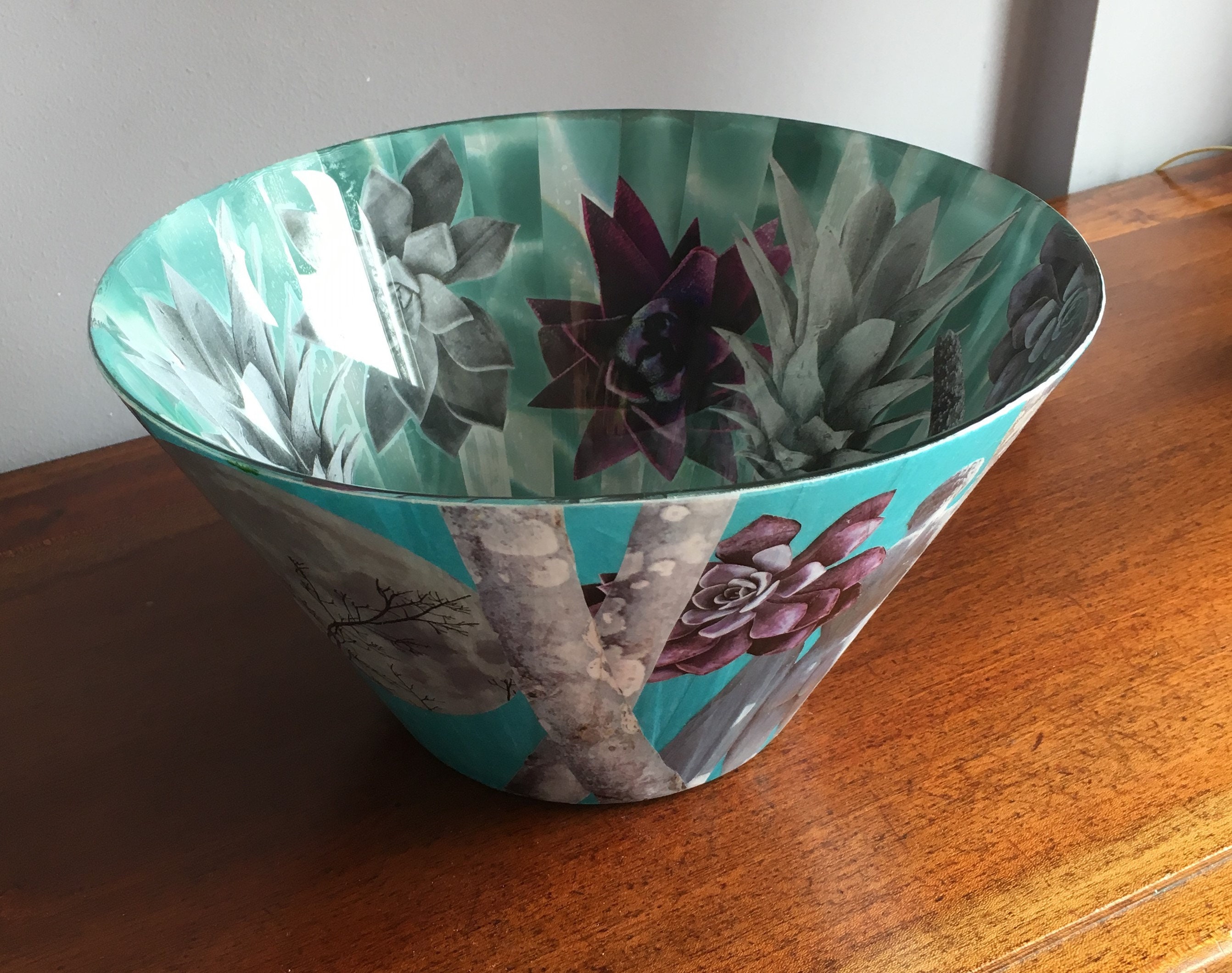 Stunning handmade decorated glass bowl using decoupage Etsy
