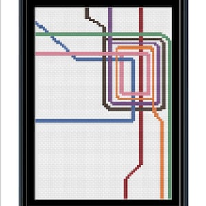 Chicago El Train CTA Map Cross Stitch Pattern PDF