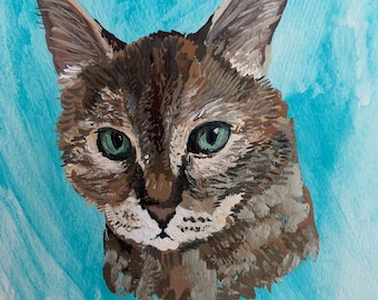 Hand-Painted Custom Cat Portrait Painting