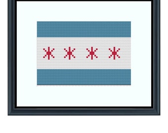 Chicago Flag Cross Stitch Pattern