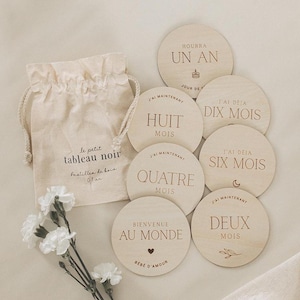 Pastilles de bois - Bois étape pour bébé, bois étape pour grossesse, rond de bois bébé, cadeau pour maman, cadeau grossesse, cadeau Shower
