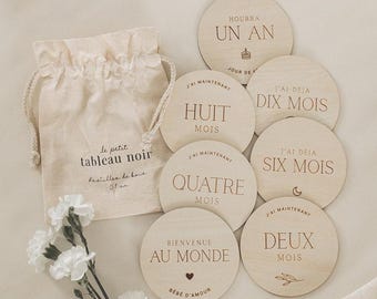 Pastilles de bois - Bois étape pour bébé, bois étape pour grossesse, rond de bois bébé, cadeau pour maman, cadeau grossesse, cadeau Shower