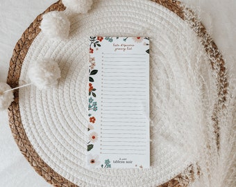 Notepad - Grocery List Flowers, Organization, Planning, Stationery, Family Planner, Notes, 2024-2025, bilingual